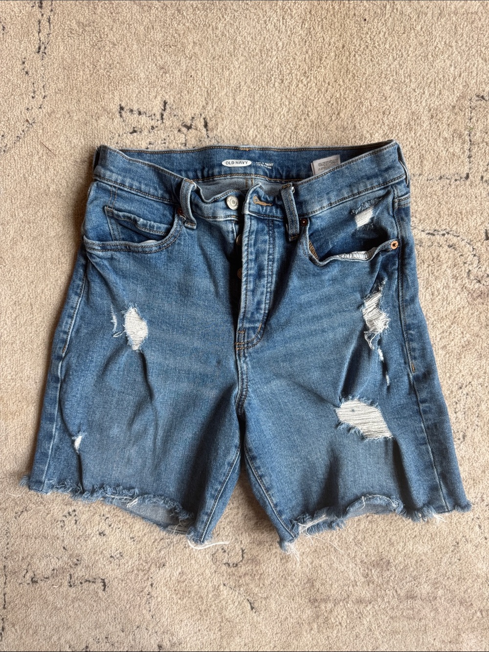 Old Navy Distressed Blue Jean Shorts with Frayed Hem